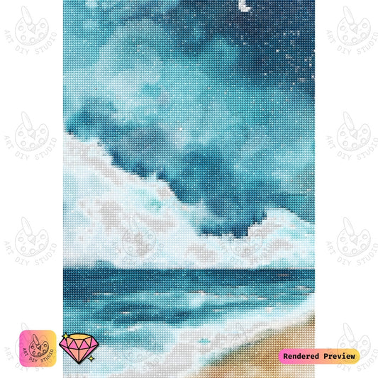 Artdiystudio Moonlit Ocean Breeze Diy Diamond Painting Kit A Night By The Sea 2