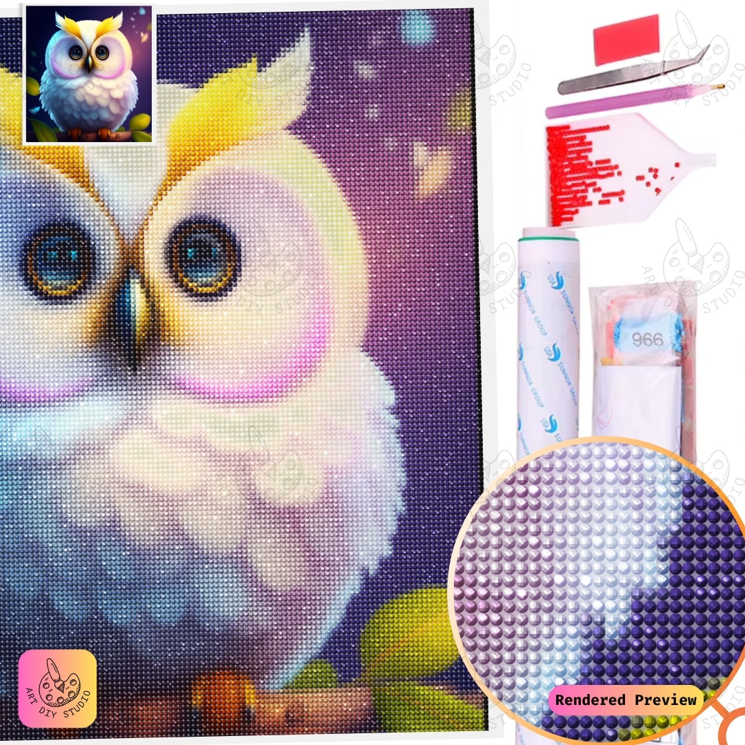 Artdiystudio Moonlit Owl Glow Diy Diamond Painting Kit Bring Enchantment To Life 5