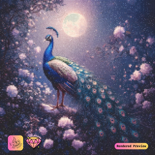 Artdiystudio Moonlit Peacock Beauty Diy Diamond Painting Kit A Majestic Night Of Elegance 5