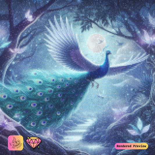 Artdiystudio Moonlit Peacock Flight Diy Diamond Painting Kit A Journey Into Mystical Beauty 5