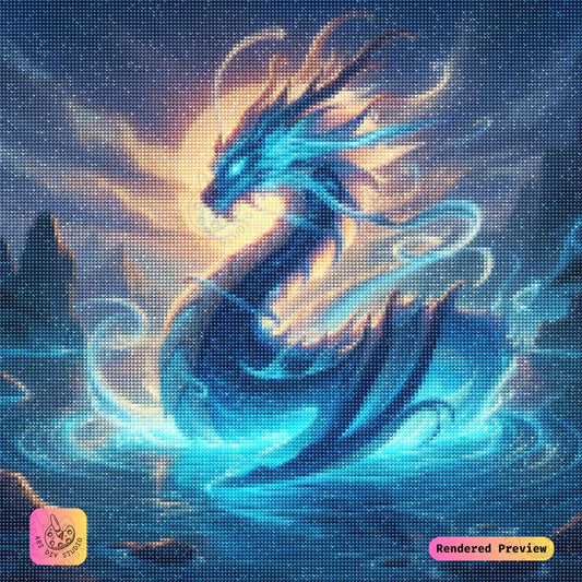 Artdiystudio Moonlit Water Dragon Diy Diamond Painting Kit A Mystical Masterpiece Of Serenity 2
