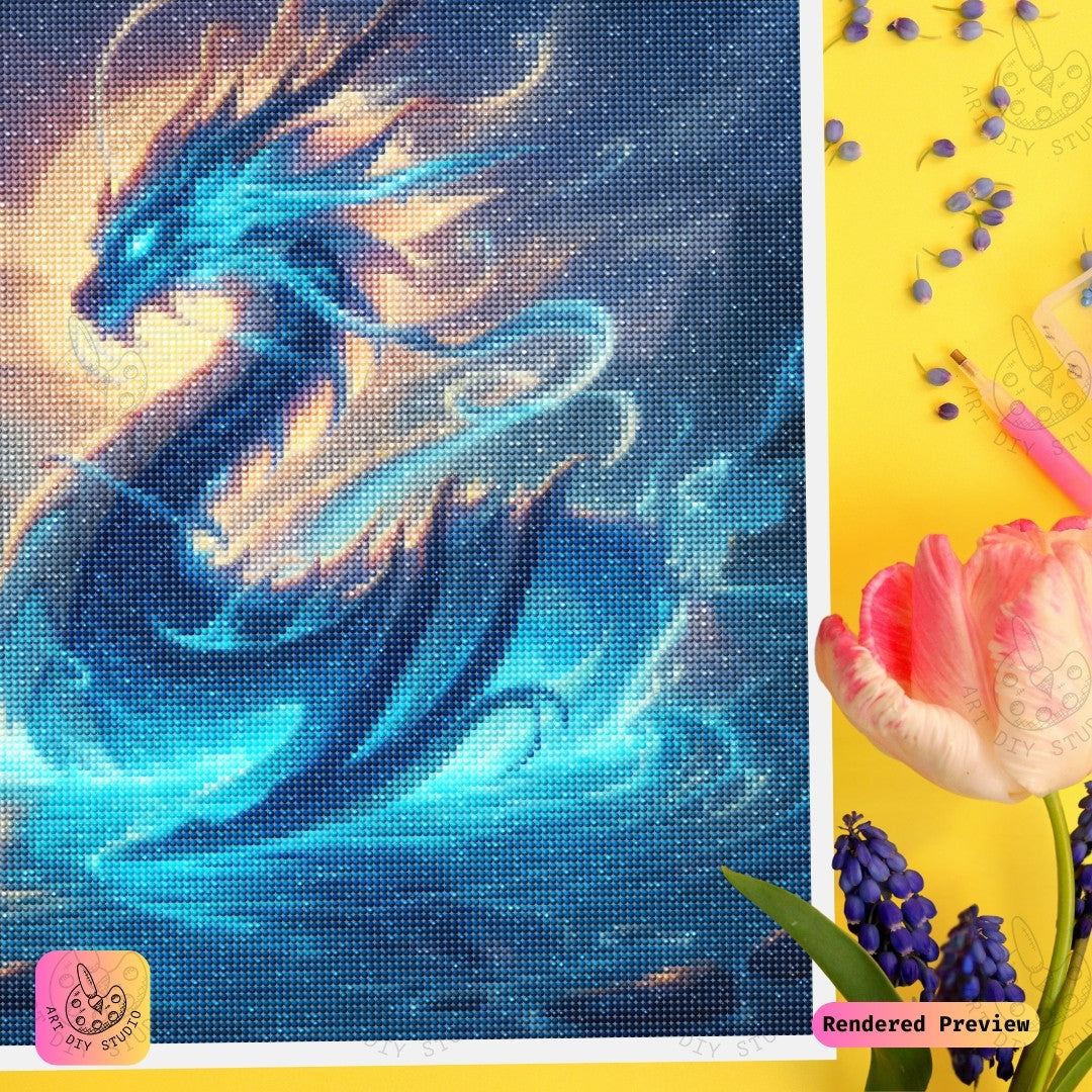 Artdiystudio Moonlit Water Dragon Diy Diamond Painting Kit A Mystical Masterpiece Of Serenity 3