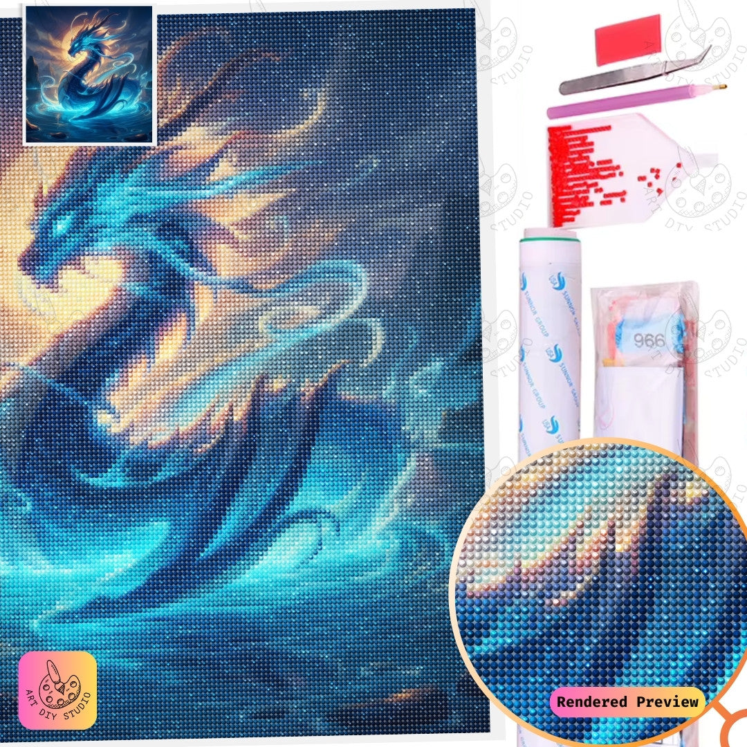 Artdiystudio Moonlit Water Dragon Diy Diamond Painting Kit A Mystical Masterpiece Of Serenity 5