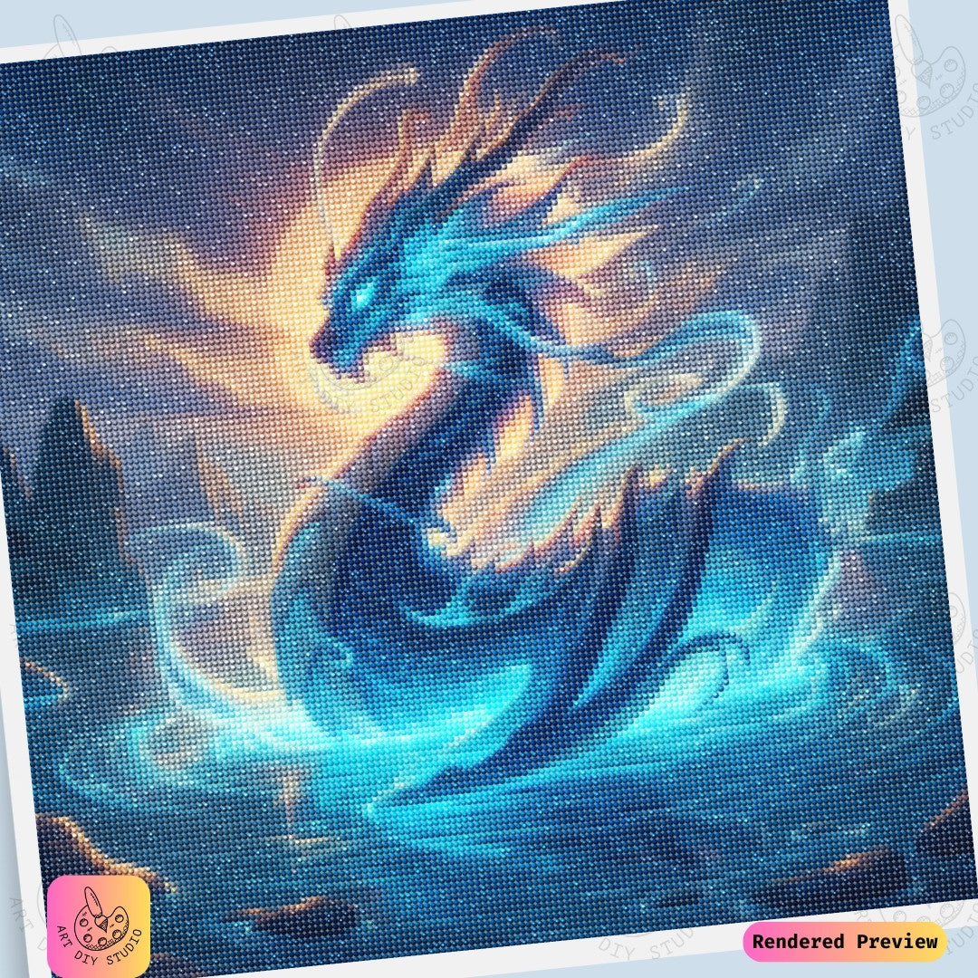 Artdiystudio Moonlit Water Dragon Diy Diamond Painting Kit A Mystical Masterpiece Of Serenity 6