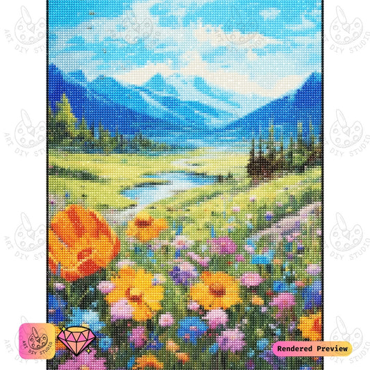 Artdiystudio Mountain Meadow Dream Diy Diamond Painting Kit A Vibrant Nature Escape 2