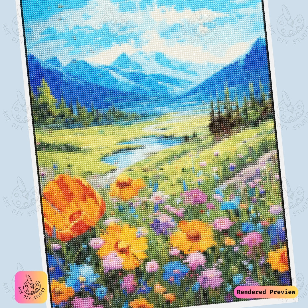 Artdiystudio Mountain Meadow Dream Diy Diamond Painting Kit A Vibrant Nature Escape 6