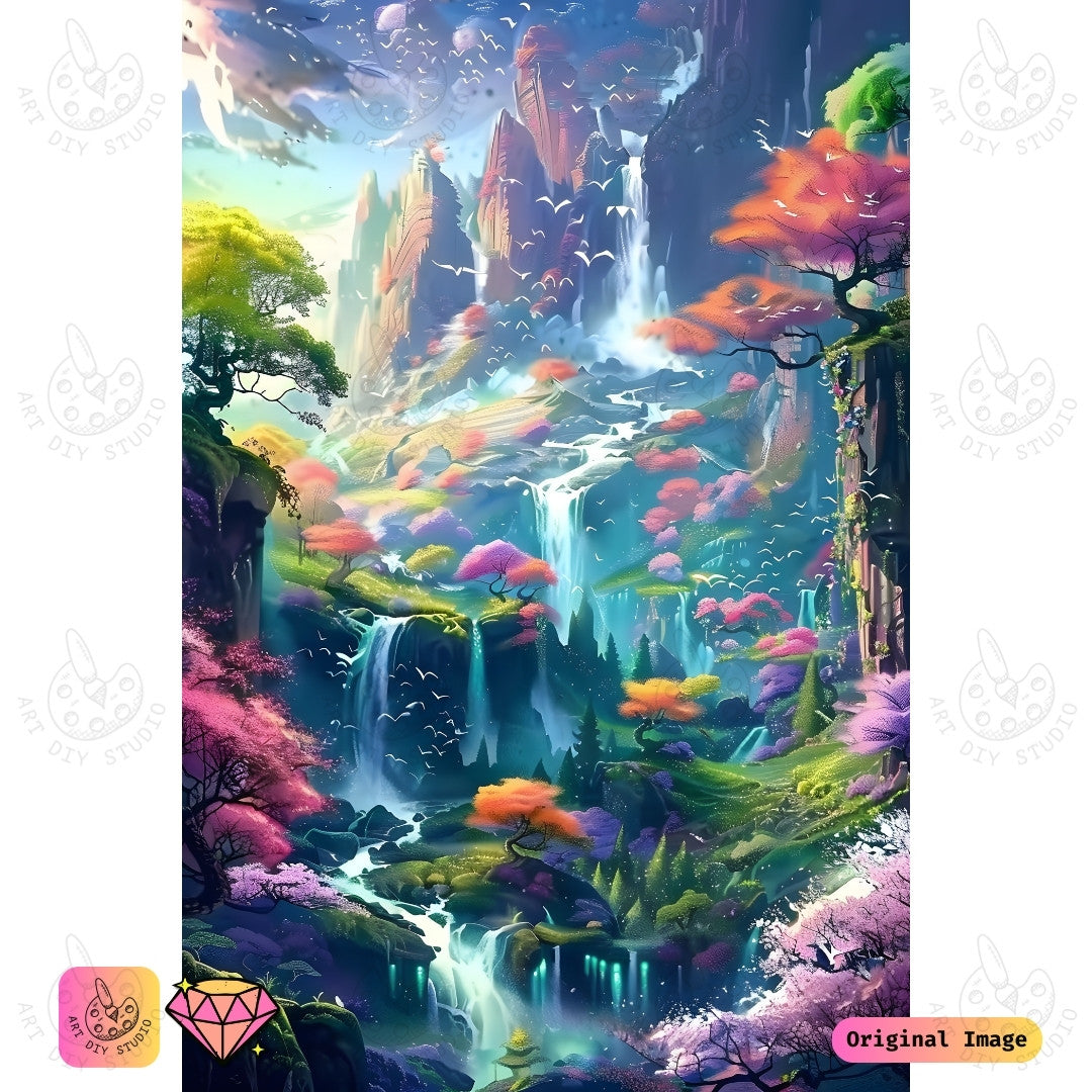 Artdiystudio Mystical Falls Wonderland Diy Diamond Painting Kit A Dreamy Escape Into Fantasy