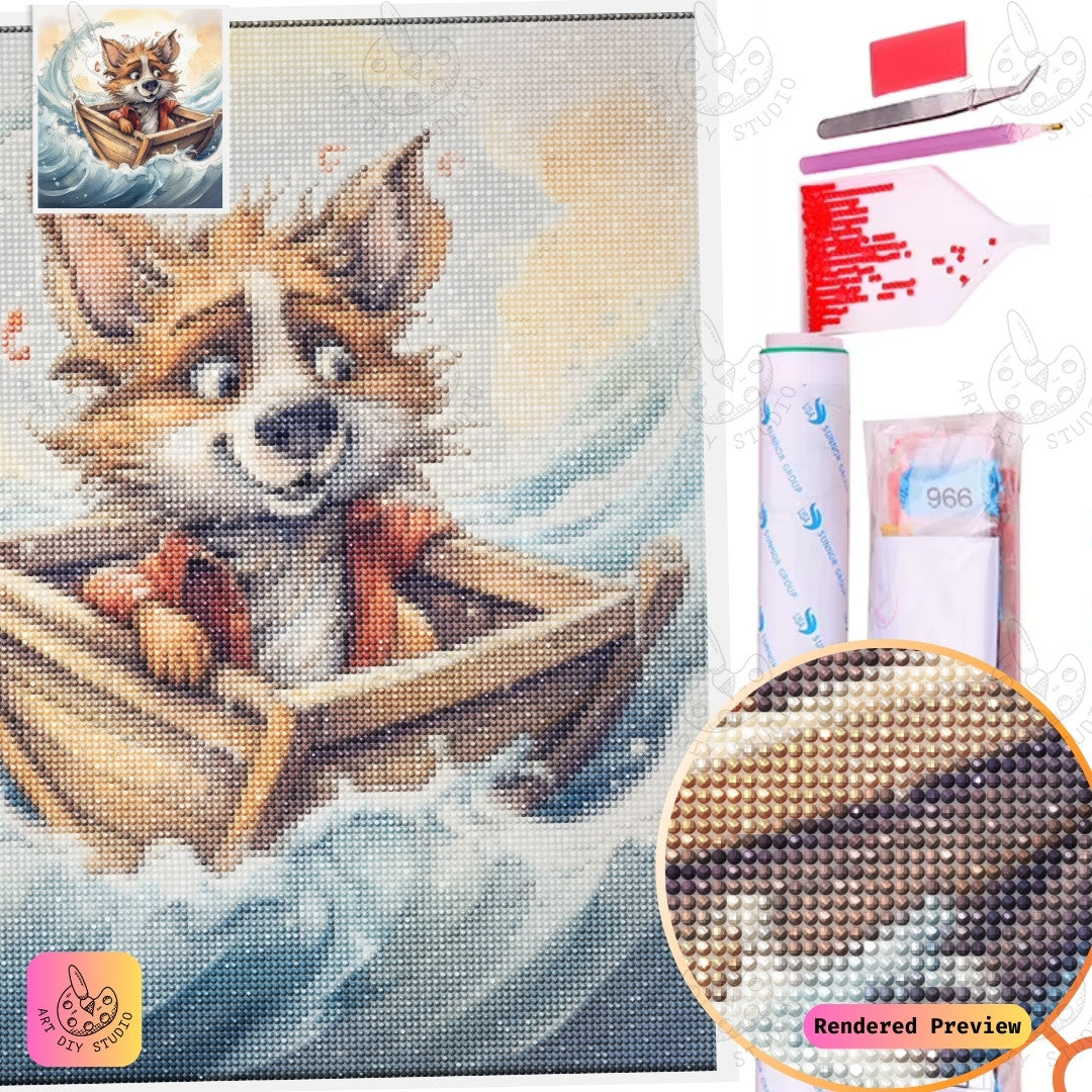 Artdiystudio Nautical Fox Mischief Diy Diamond Painting Kit A Whimsical Ocean Adventure 5