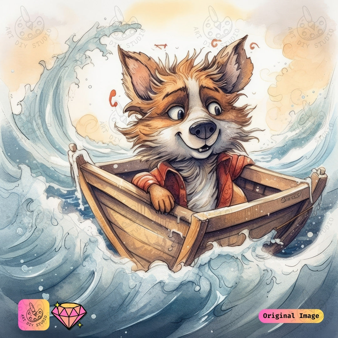 Artdiystudio Nautical Fox Mischief Diy Diamond Painting Kit A Whimsical Ocean Adventure