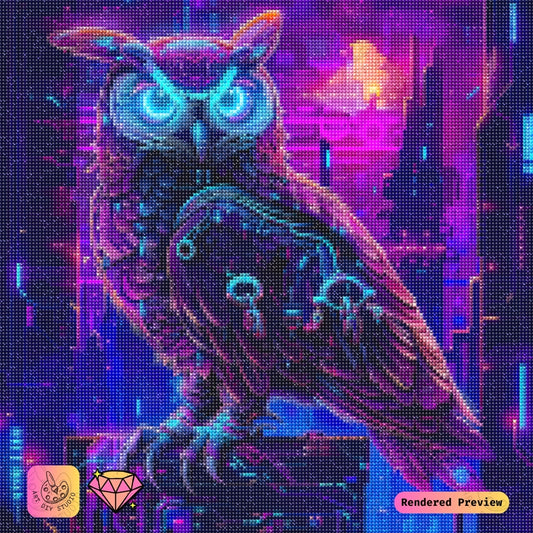 Artdiystudio Neon Circuit Owl Diy Diamond Painting Kit A Cybernetic Art Marvel 2