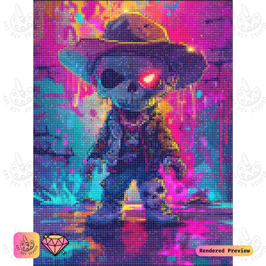 Artdiystudio Neon Cowboy Skull Diy Diamond Painting Kit Street Style Swagger In Art 2