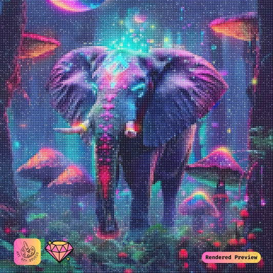 Artdiystudio Neon Jungle Elephant Diy Diamond Painting Kit A Surreal Glow In Art 2