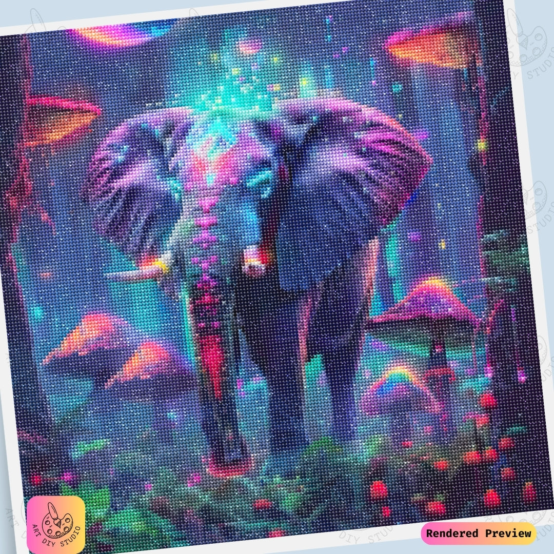 Artdiystudio Neon Jungle Elephant Diy Diamond Painting Kit A Surreal Glow In Art 6