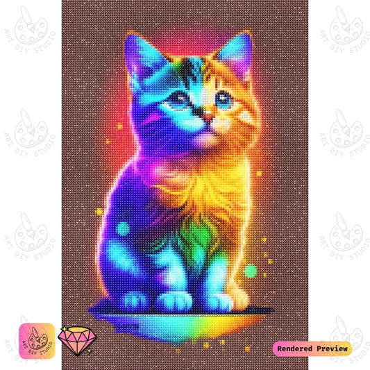 Artdiystudio Neon Kitty Vibes Diy Diamond Painting Kit A Colorful Feline Fantasy 2