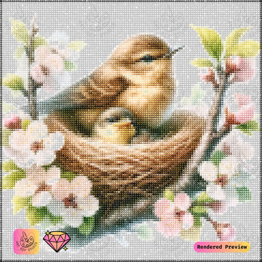 Artdiystudio Nesting Birds In Spring Diy Diamond Painting Kit A Scene Of Natures Warmth And Serenity 5