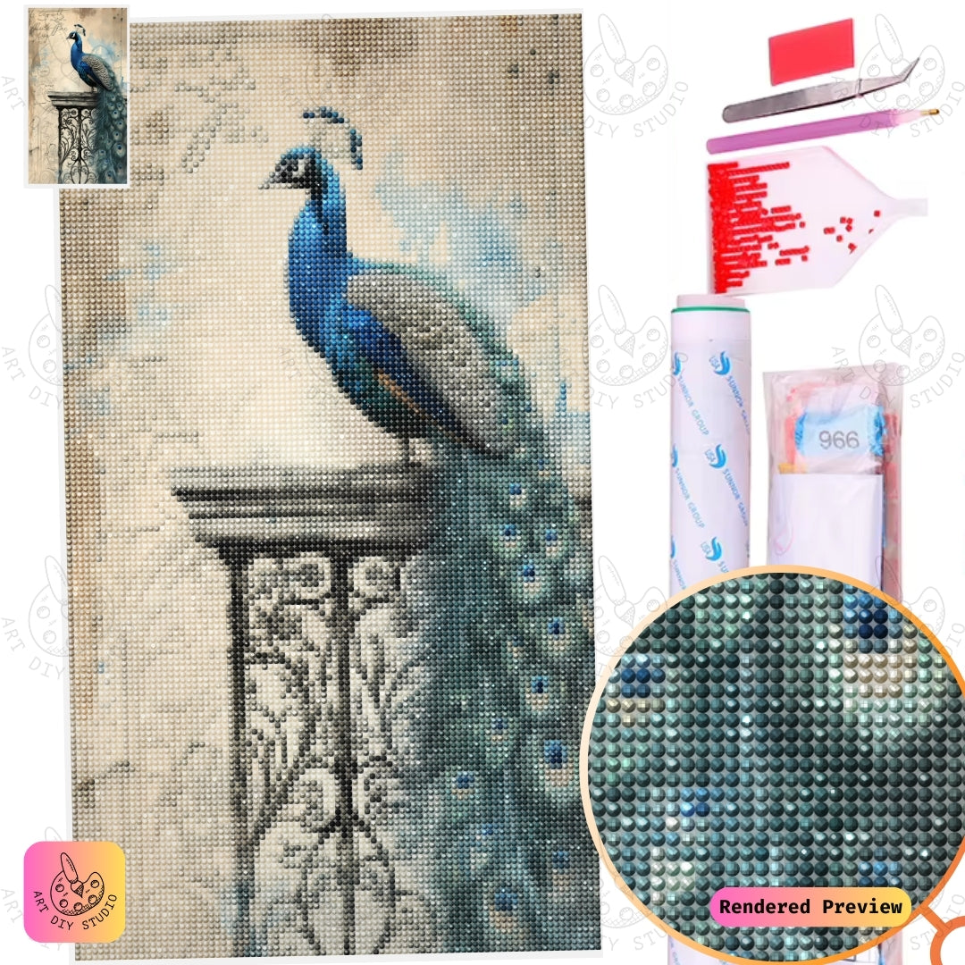 Artdiystudio Noble Peacock Perch Diy Diamond Painting Kit Create Your Timeless Art Of Elegance 2