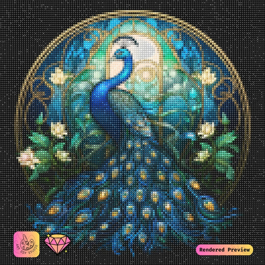 Artdiystudio Opalescent Stained Glass Peacock Diy Diamond Painting Kit A Jewel Of Art And Elegance 5