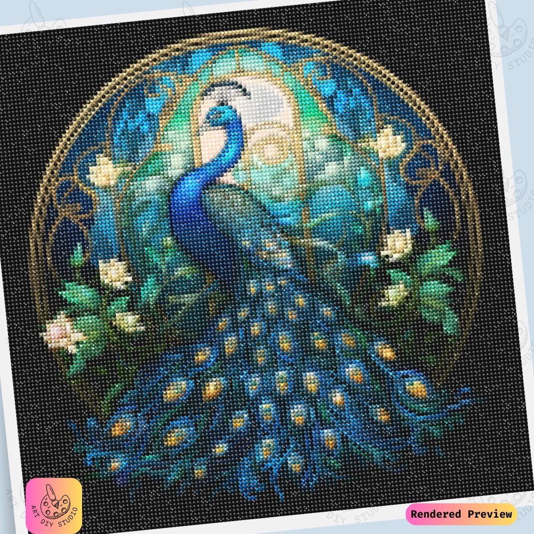 Artdiystudio Opalescent Stained Glass Peacock Diy Diamond Painting Kit A Jewel Of Art And Elegance