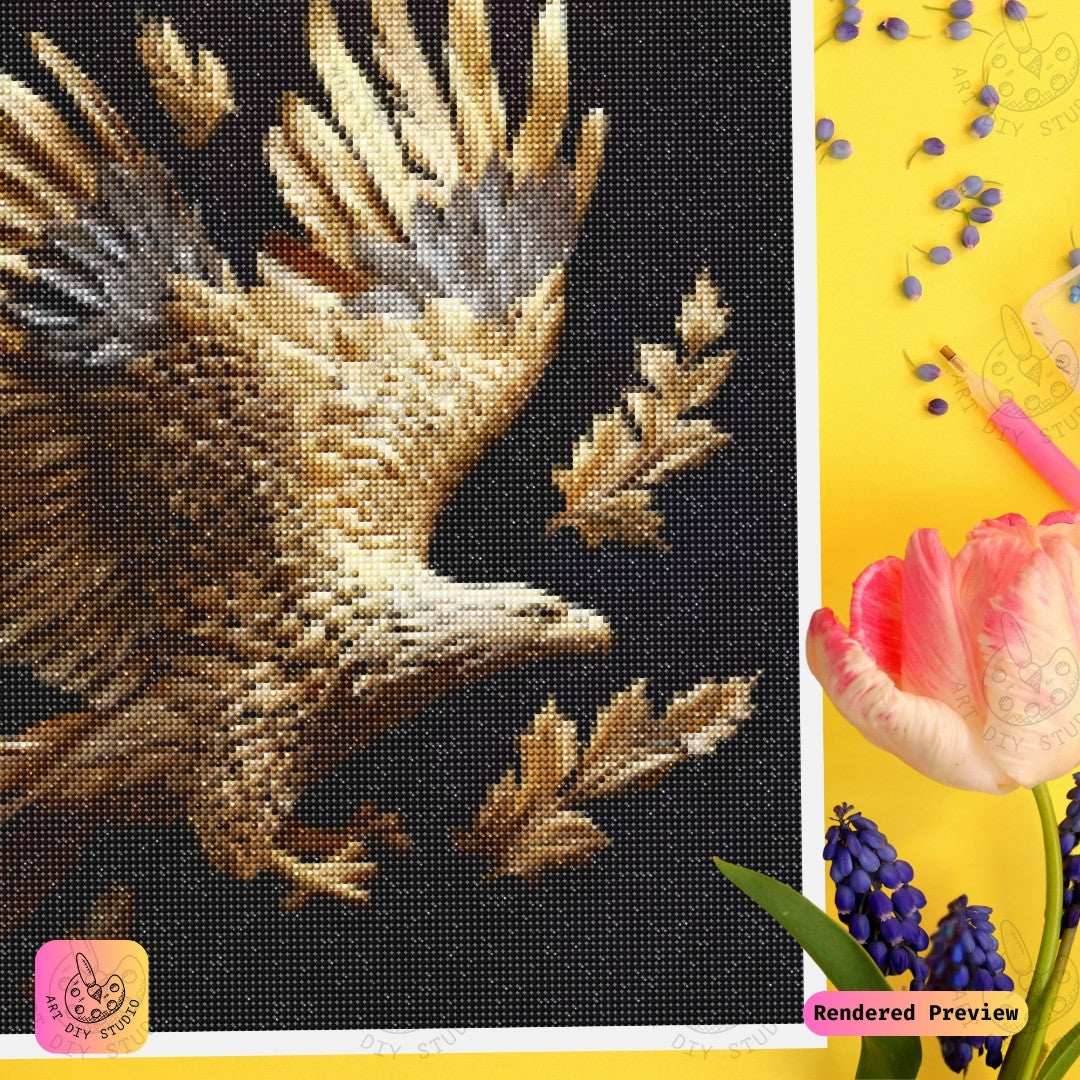 Artdiystudio Opulent Golden Eagle Diy Diamond Painting Kit A Masterpiece Of Elegance And Power 4