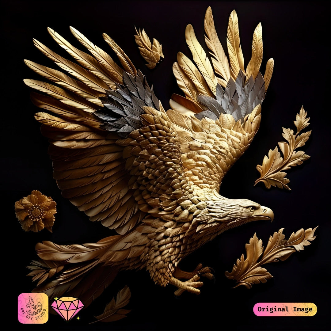 Artdiystudio Opulent Golden Eagle Diy Diamond Painting Kit A Masterpiece Of Elegance And Power 6