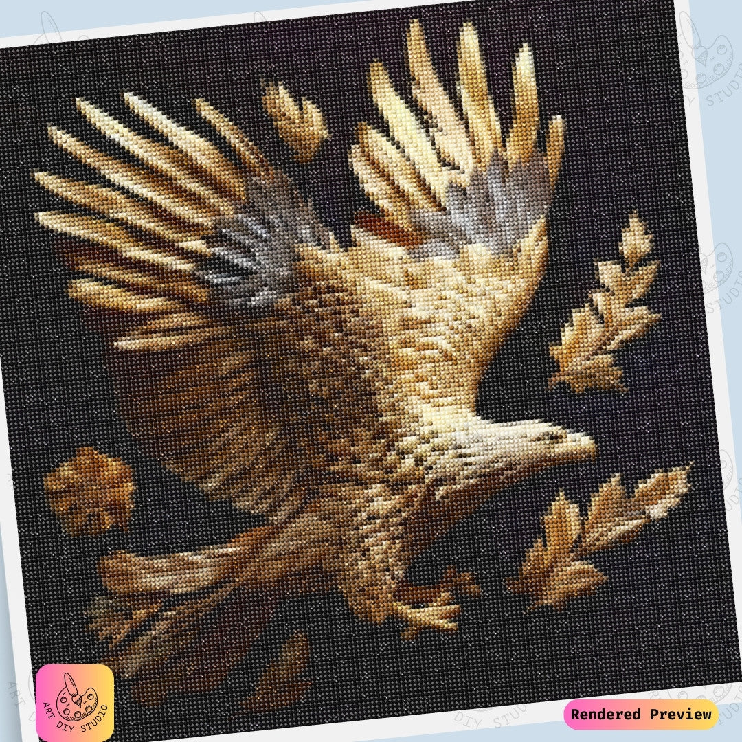 Artdiystudio Opulent Golden Eagle Diy Diamond Painting Kit A Masterpiece Of Elegance And Power