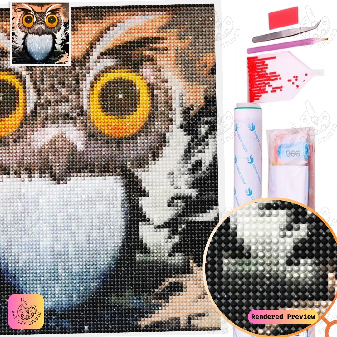 Artdiystudio Owl Of The Night Diy Diamond Painting Kit A Majestic Vision In The Dark 2