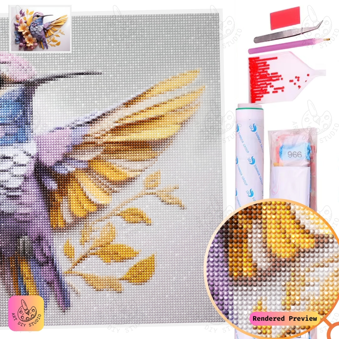 Artdiystudio Paper Art Hummingbird Diy Diamond Painting Kit A Vibrant Expression Of Creativity 2