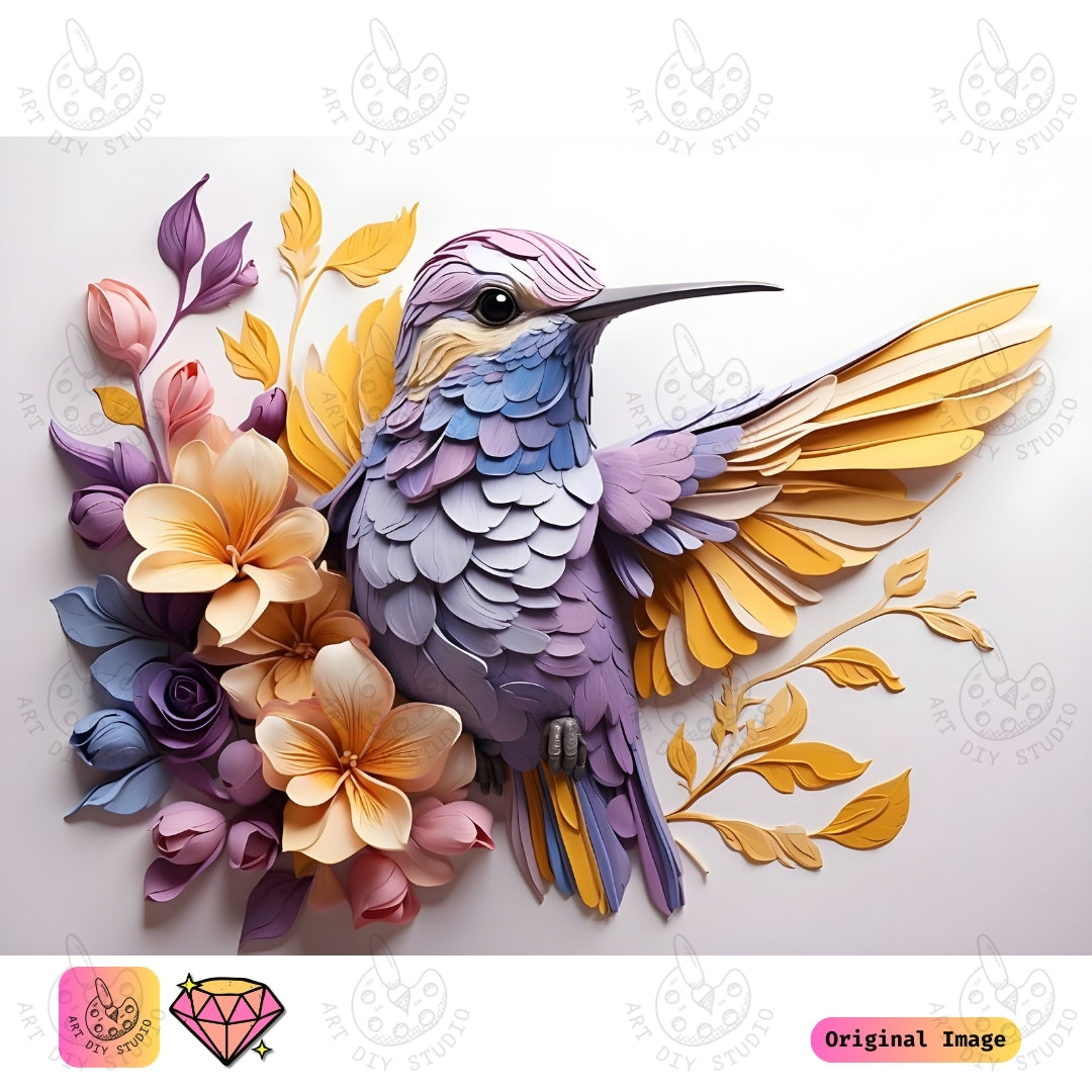 Artdiystudio Paper Art Hummingbird Diy Diamond Painting Kit A Vibrant Expression Of Creativity 6