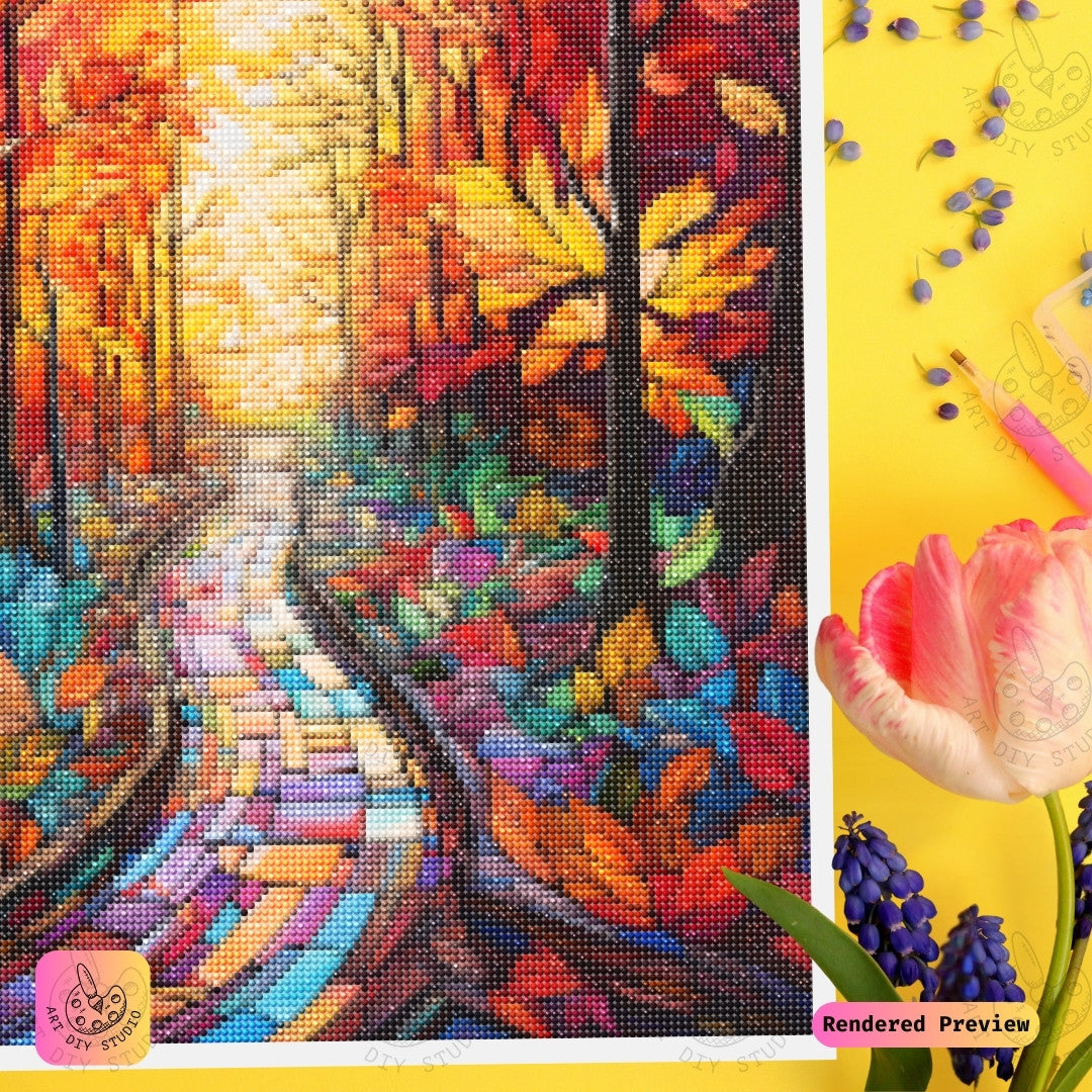 Artdiystudio Pathway Of Autumn Serenity Diy Diamond Painting Kit A Colorful Journey Through Fall 3