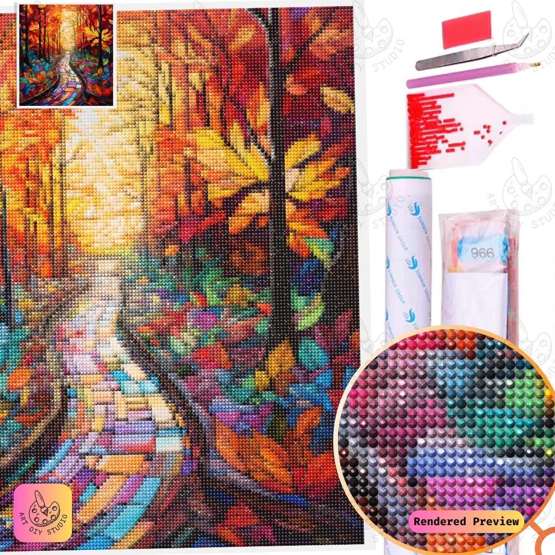 Artdiystudio Pathway Of Autumn Serenity Diy Diamond Painting Kit A Colorful Journey Through Fall 5