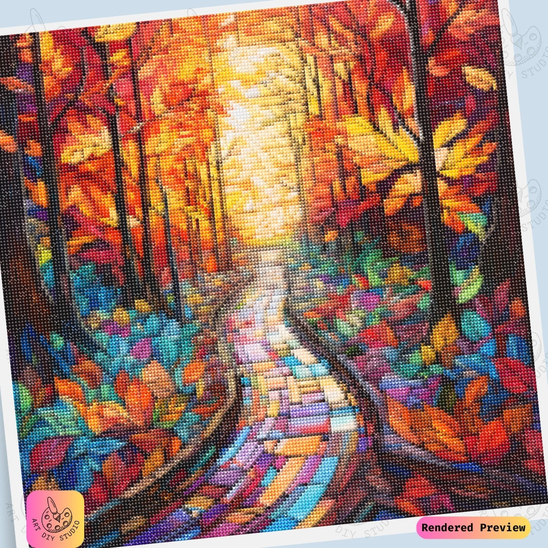 Artdiystudio Pathway Of Autumn Serenity Diy Diamond Painting Kit A Colorful Journey Through Fall 6