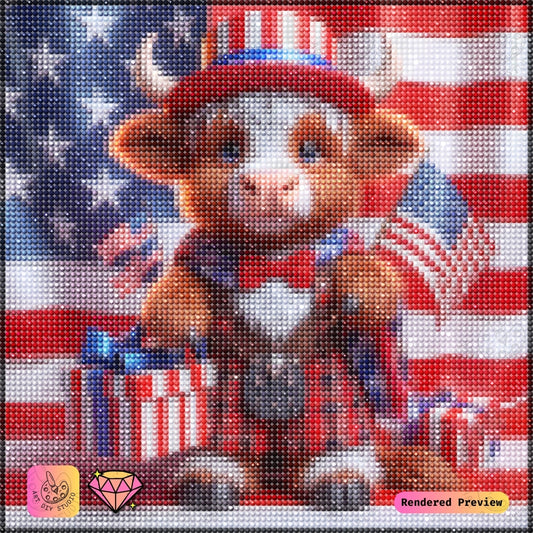 Artdiystudio Patriot Moo Parade Diy Diamond Painting Kit Celebrate In Adorable Style 2