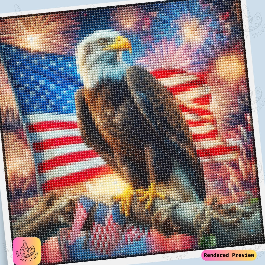 Artdiystudio Patriotic Glory Eagle Diy Diamond Painting Kit A Celebration Of Freedom And Pride