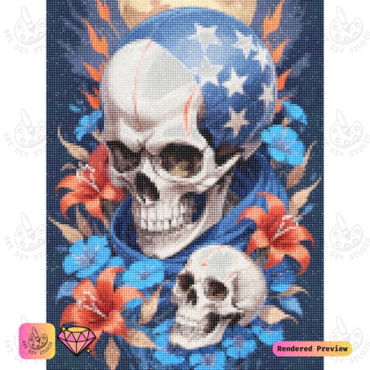 Artdiystudio Patriotic Star Skull Diy Diamond Painting Kit A Bold Tribute To Freedom And Heritage 2