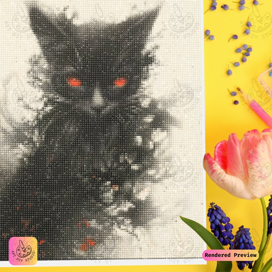 Artdiystudio Phantom Paws Diy Diamond Painting Kit A Ghostly Cat In The Mist 3