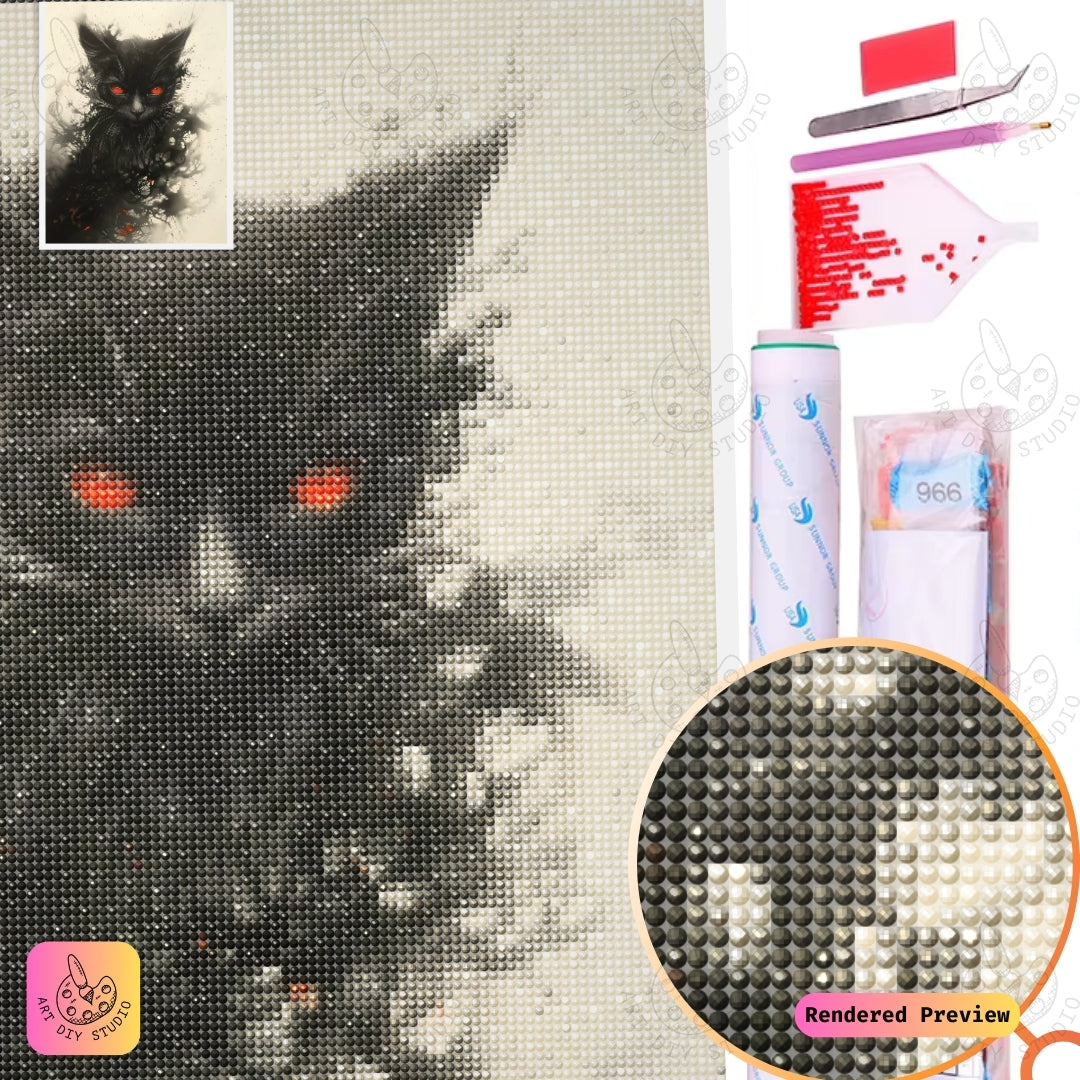 Artdiystudio Phantom Paws Diy Diamond Painting Kit A Ghostly Cat In The Mist 5