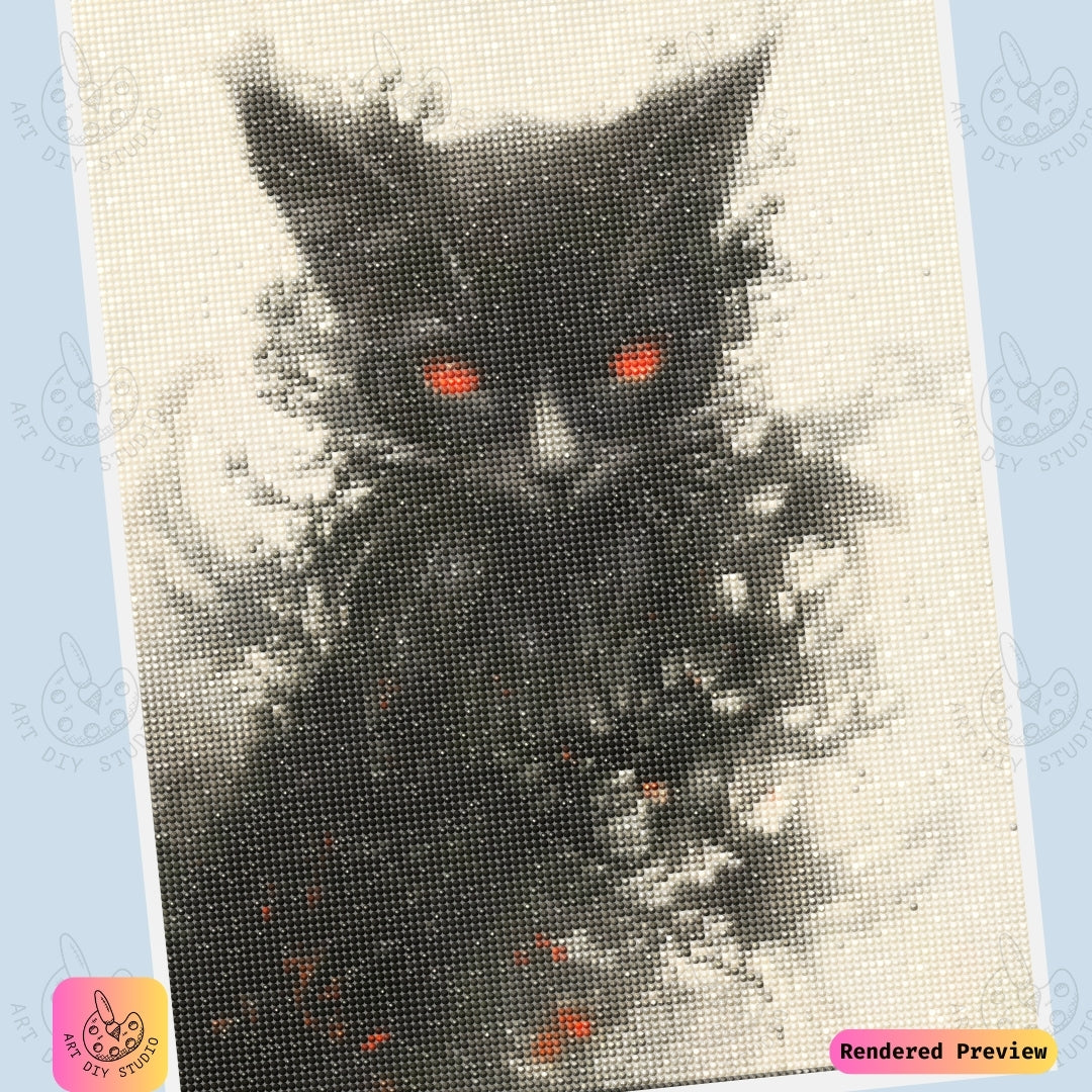 Artdiystudio Phantom Paws Diy Diamond Painting Kit A Ghostly Cat In The Mist 6