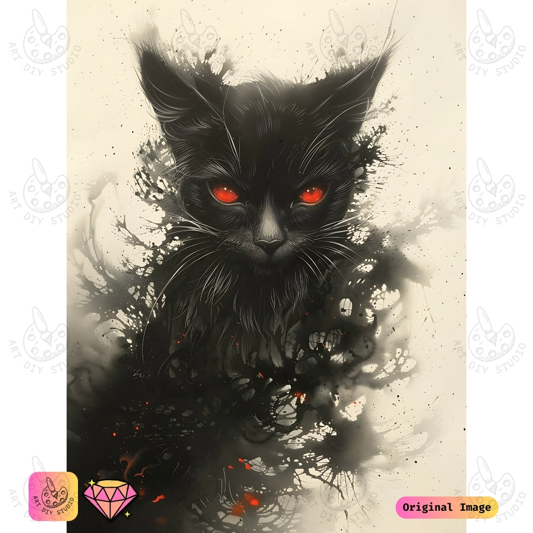 Artdiystudio Phantom Paws Diy Diamond Painting Kit A Ghostly Cat In The Mist