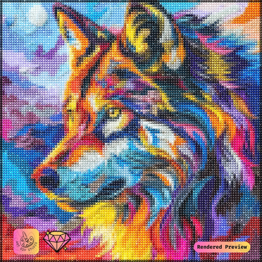 Artdiystudio Prismatic Wolf Blaze Diy Diamond Painting Kit A Spectrum Of Artistic Energy 2