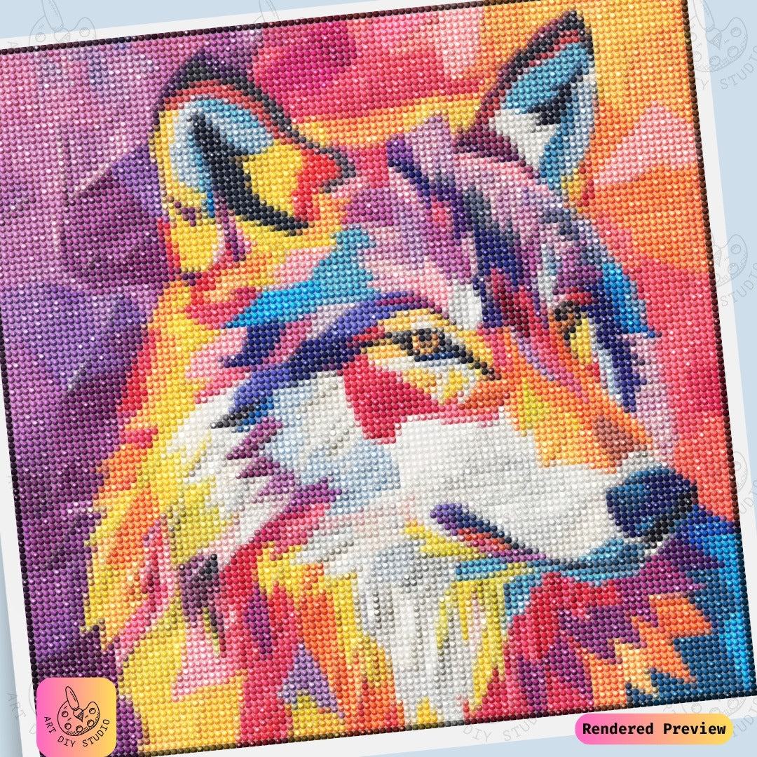 Artdiystudio Prismatic Wolf Vision Diy Diamond Painting Kit A Burst Of Color And Energy 6