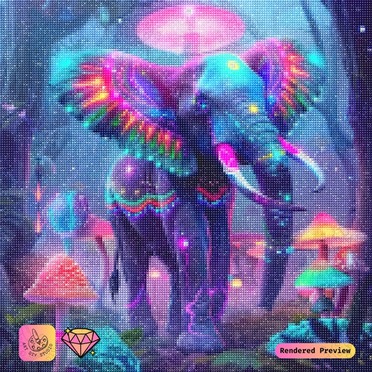 Artdiystudio Psychedelic Jungle Elephant Diy Diamond Painting Kit A Neon Wonder In Art 2
