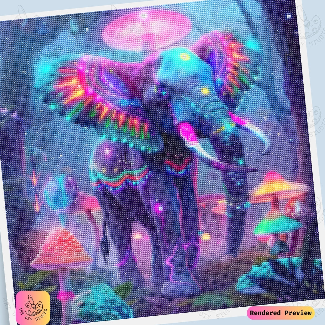 Artdiystudio Psychedelic Jungle Elephant Diy Diamond Painting Kit A Neon Wonder In Art 6