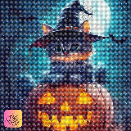 Artdiystudio Pumpkin Purr Magic Diy Diamond Painting Kit Unleash The Halloween Cuteness 7