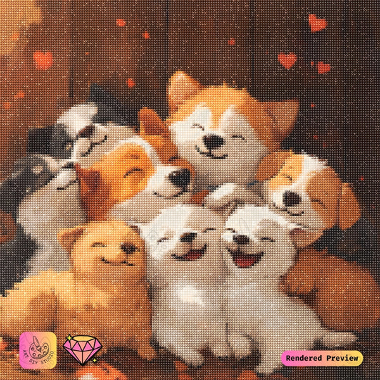 Artdiystudio Puppy Pile Of Happiness Diy Diamond Painting Kit A Joyful Craft For Dog Lovers 5