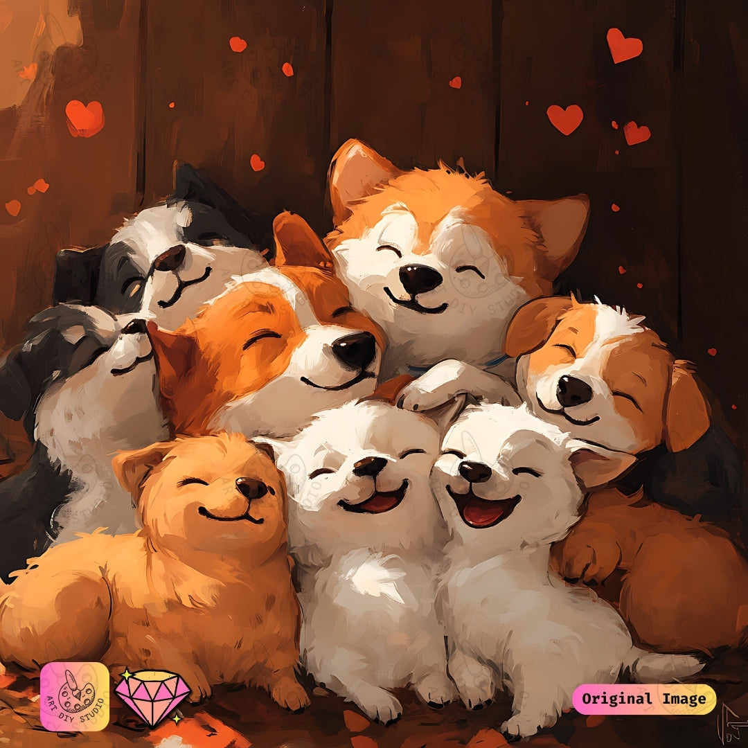 Artdiystudio Puppy Pile Of Happiness Diy Diamond Painting Kit A Joyful Craft For Dog Lovers 6