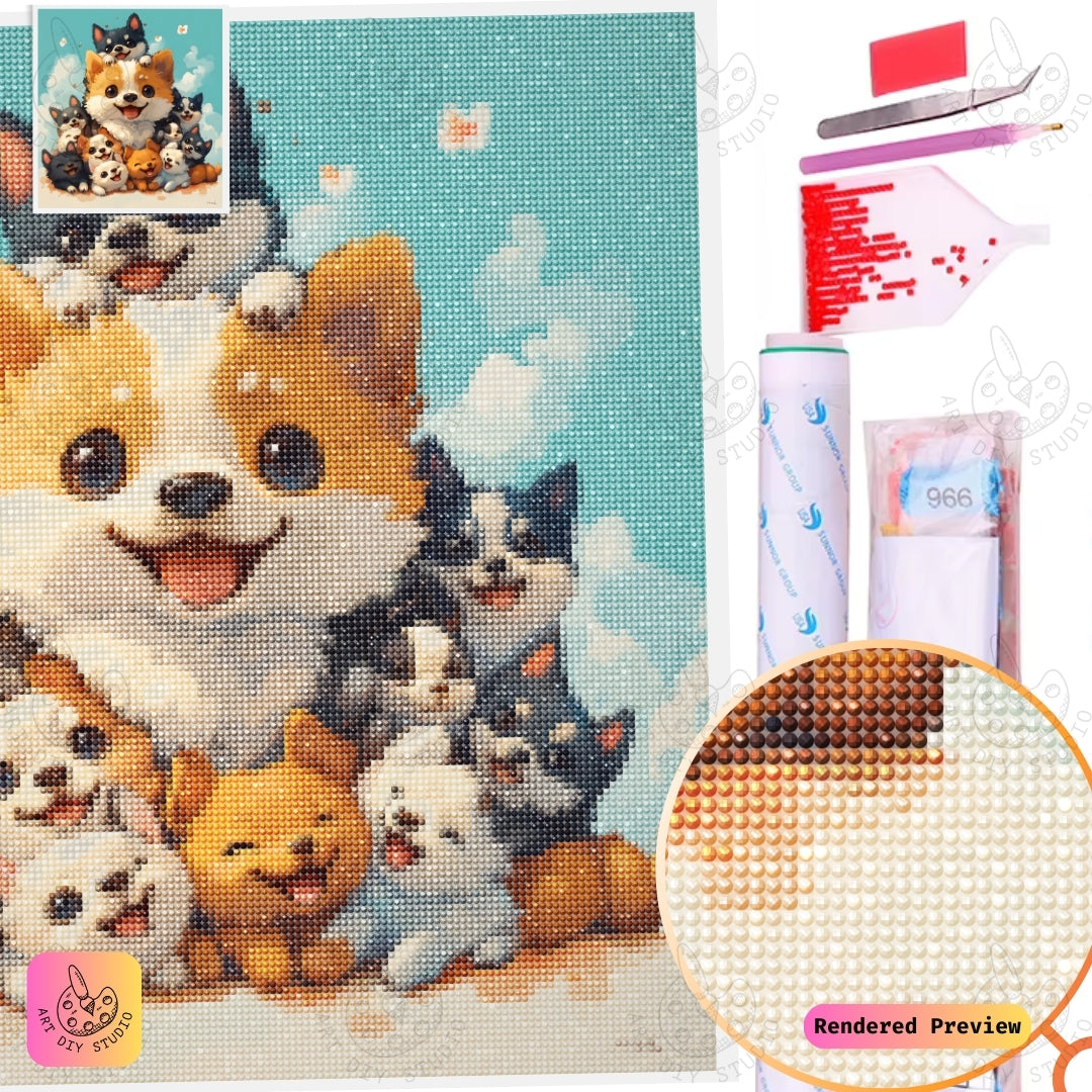 Artdiystudio Puppy Pile Of Joy Diy Diamond Painting Kit A Delightful Craft For Dog Lovers 2