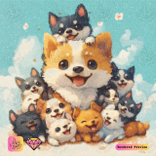 Artdiystudio Puppy Pile Of Joy Diy Diamond Painting Kit A Delightful Craft For Dog Lovers 5
