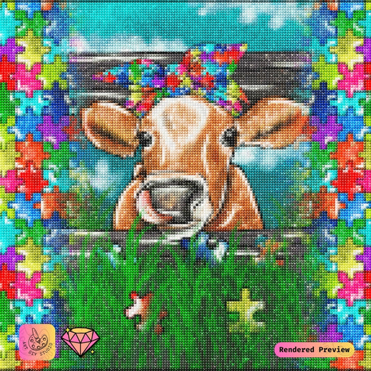 Artdiystudio Puzzle Moo Charm Diy Diamond Painting Kit A Colorful Whimsical Delight 2