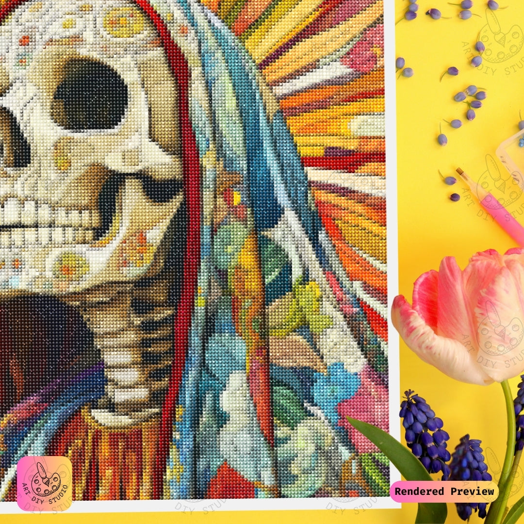 Artdiystudio Radiant Cultural Skull Diy Diamond Painting Kit A Celebration Of Color And Tradition 3
