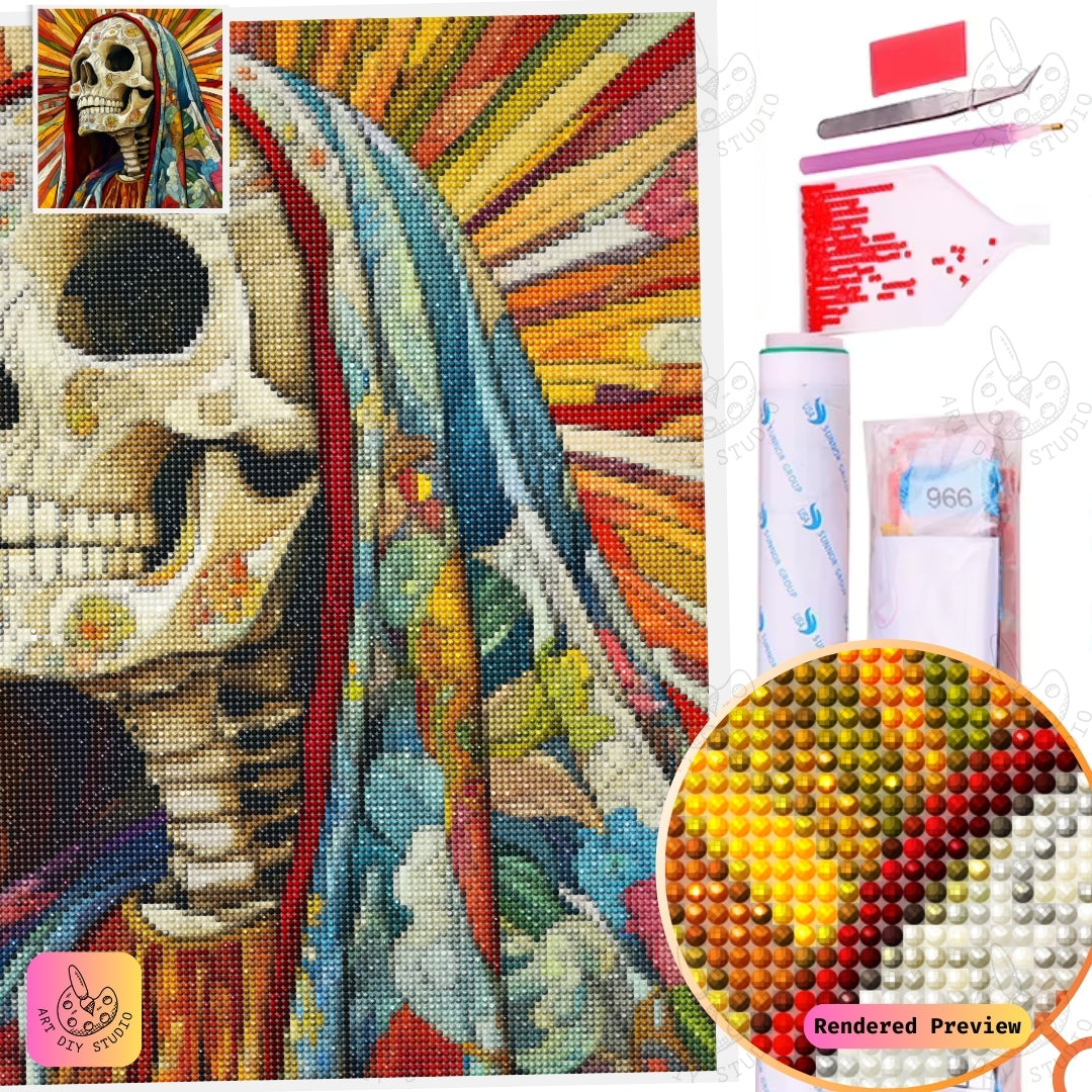 Artdiystudio Radiant Cultural Skull Diy Diamond Painting Kit A Celebration Of Color And Tradition 5
